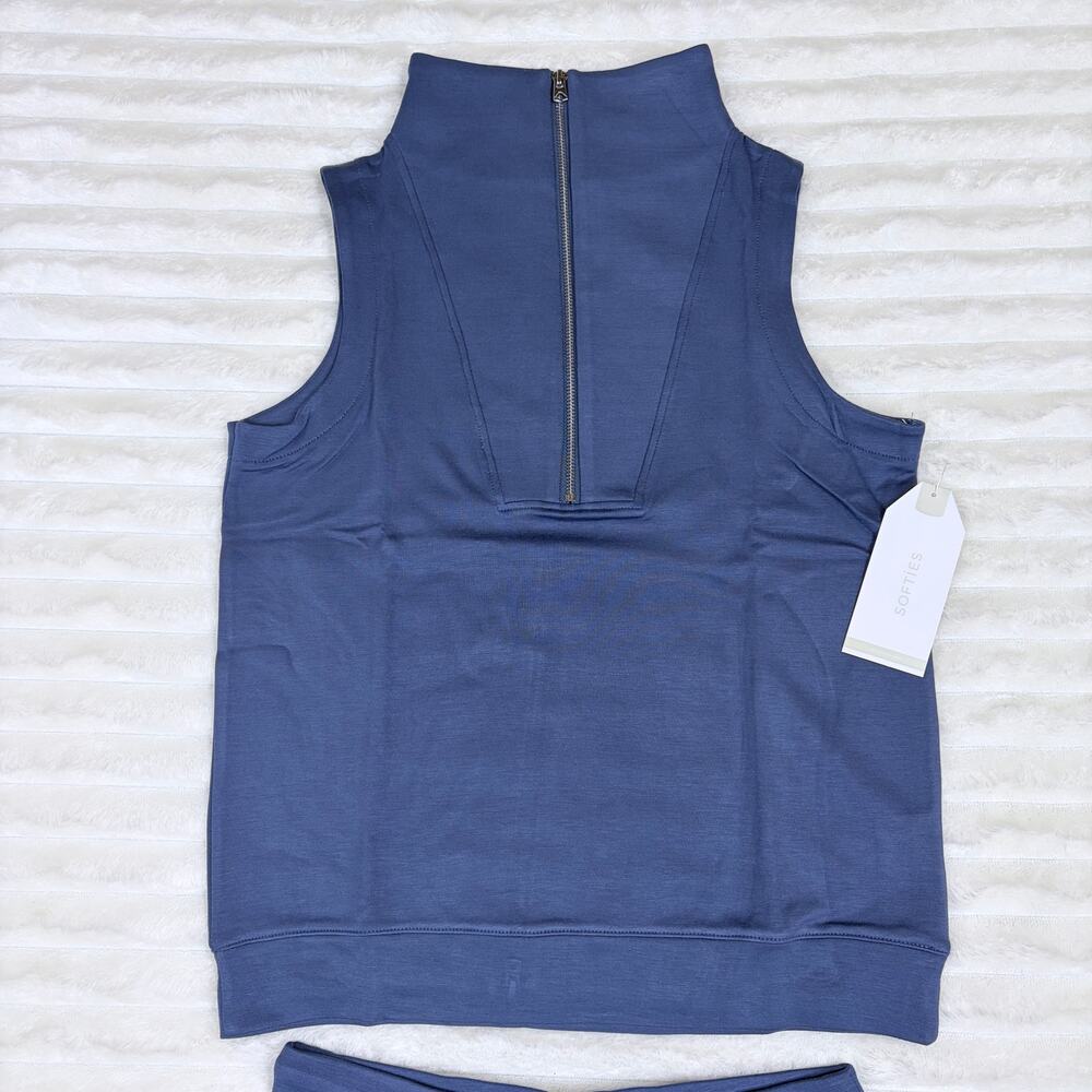 Softies Indigo Quarter Zip Sleeveless Short Set - Women’s Size S New NWT - Picture 3 of 4
